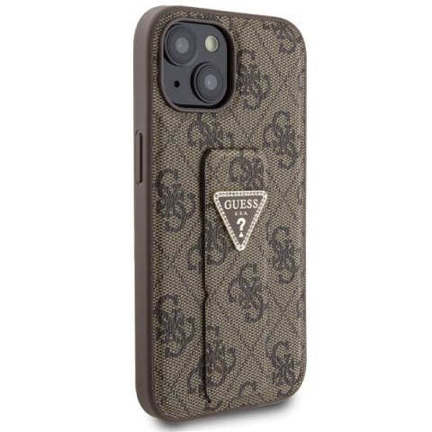 Guess GUHCP15SPGS4TDW iPhone 15 / 14 / 13 6.1" brązowy/brown hardcase Grip Stand 4G Triangle Strass