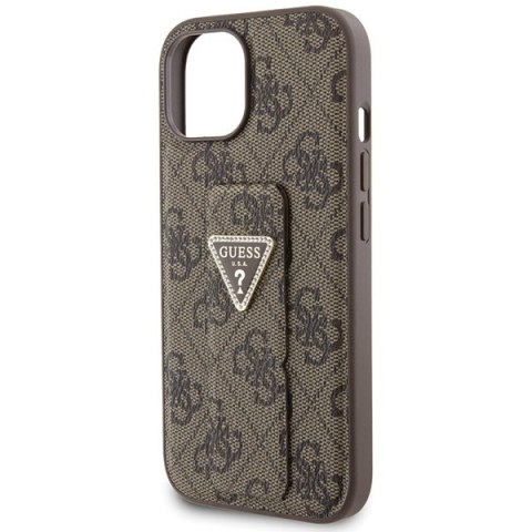 Guess GUHCP15SPGS4TDW iPhone 15 / 14 / 13 6.1" brązowy/brown hardcase Grip Stand 4G Triangle Strass