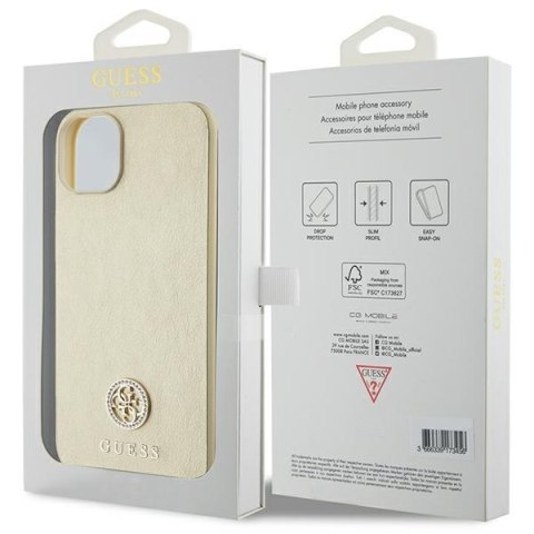 Guess GUHCP15SPS4DGPD iPhone 15 / 14 / 13 6.1" złoty/gold hardcase Leather 4G Metal Logo Strass