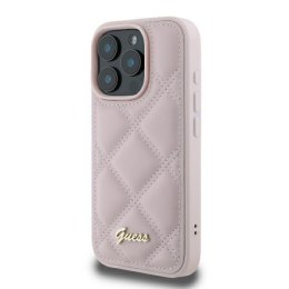 Guess GUHCP16LPSQSQSP iPhone 16 Pro różowy/pink hardcase Quilted Metal Logo