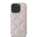 Guess GUHCP16LPSQSQSP iPhone 16 Pro różowy/pink hardcase Quilted Metal Logo