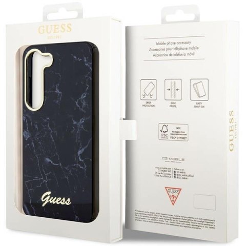 Guess GUHCS23SPCUMAK S23 S911czarny/black hardcase Marble