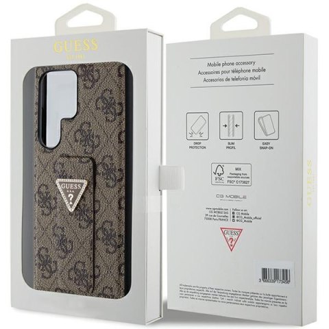 Guess GUHCS24LPGS4TDW S24 Ultra S928 brązowy/brown hardcase 4G Triangle Strass