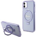Guess GUHMN61HRSGSU iPhone 11 / Xr 6.1" fioletowy/purple hardcase Ring Stand Script Glitter MagSafe