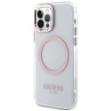 Guess GUHMP12MHTRMP iPhone 12/12 Pro 6.1" różowy/pink hard case Metal Outline Magsafe
