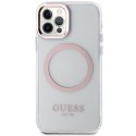 Guess GUHMP12MHTRMP iPhone 12/12 Pro 6.1" różowy/pink hard case Metal Outline Magsafe