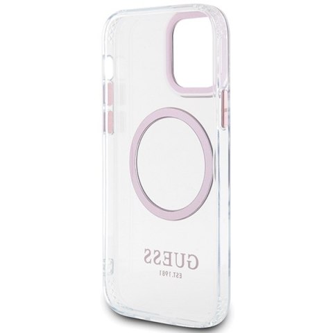 Guess GUHMP12MHTRMP iPhone 12/12 Pro 6.1" różowy/pink hard case Metal Outline Magsafe
