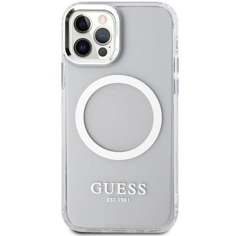 Guess GUHMP12MHTRMS iPhone 12/12 Pro 6.1" srebrny/silver hard case Metal Outline Magsafe