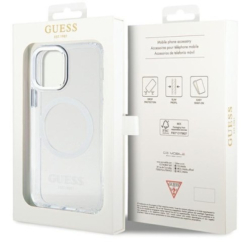 Guess GUHMP12MHTRMS iPhone 12/12 Pro 6.1" srebrny/silver hard case Metal Outline Magsafe