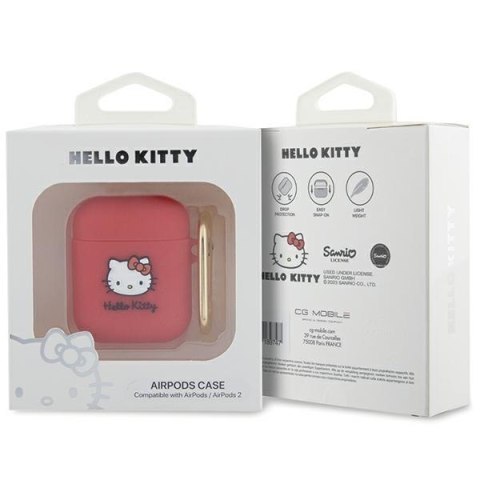 Hello Kitty HKA23DKHSF Airpods 1/2 coverfuksja/fuschia Silicone 3D Kitty Head