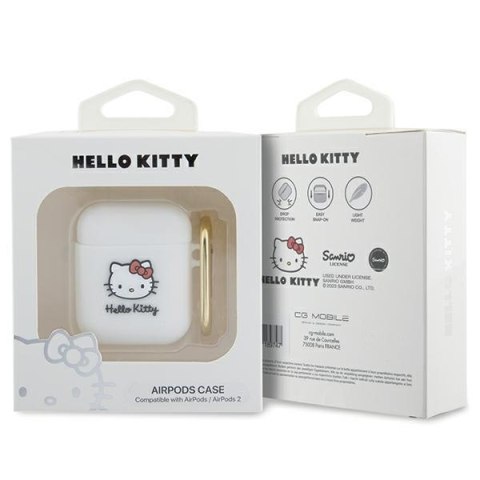 Hello Kitty HKA23DKHSH Airpods 1/2 coverbiały/white Silicone 3D Kitty Head