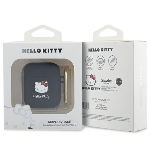 Hello Kitty HKA23DKHSK Airpods 1/2 coverczarny/black Silicone 3D Kitty Head