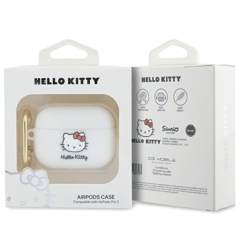 Hello Kitty HKAP23DKHSH Airpods Pro 2(2022/2023) cover biały/white Silicone 3D Kitty Head
