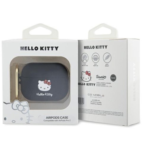 Hello Kitty HKAP23DKHSK Airpods Pro 2(2022/2023) cover czarny/black Silicone 3D Kitty Head