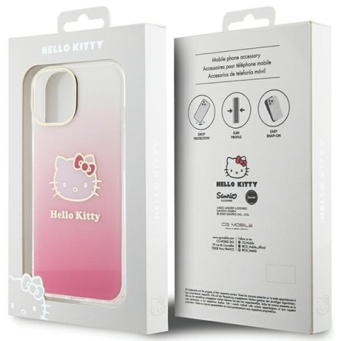 Hello Kitty HKHCP15SHDGKEP iPhone 15 / 14 / 13 6.1" różowy/pink hardcase IML Gradient Electrop Kitty Head