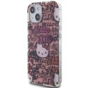 Hello Kitty HKHCP15SHDGPTP iPhone 15 / 14 / 13 6.1" różowy/pink hardcase IML Tags Graffiti