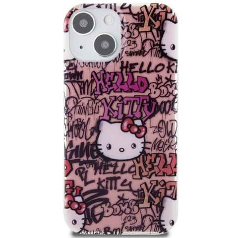 Hello Kitty HKHCP15SHDGPTP iPhone 15 / 14 / 13 6.1" różowy/pink hardcase IML Tags Graffiti