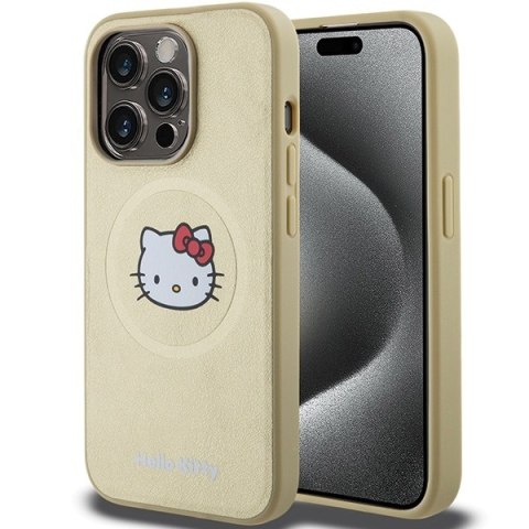 Hello Kitty HKHMP15XPGHCKD iPhone 15 ProMax 6.7" złoty/gold hardcase Leather Kitty Head MagSafe