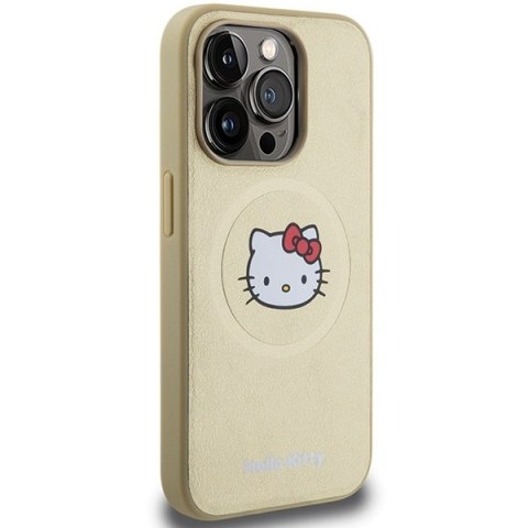 Hello Kitty HKHMP15XPGHCKD iPhone 15 ProMax 6.7" złoty/gold hardcase Leather Kitty Head MagSafe