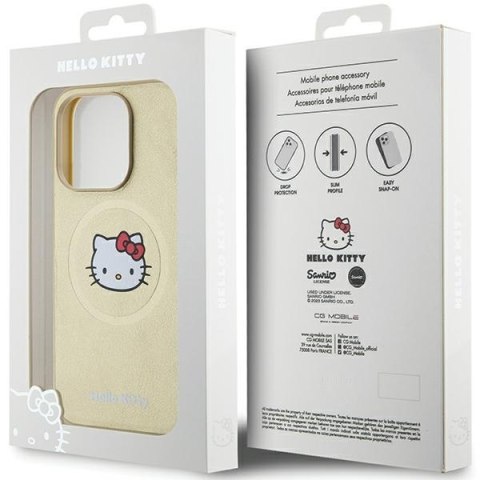 Hello Kitty HKHMP15XPGHCKD iPhone 15 ProMax 6.7" złoty/gold hardcase Leather Kitty Head MagSafe