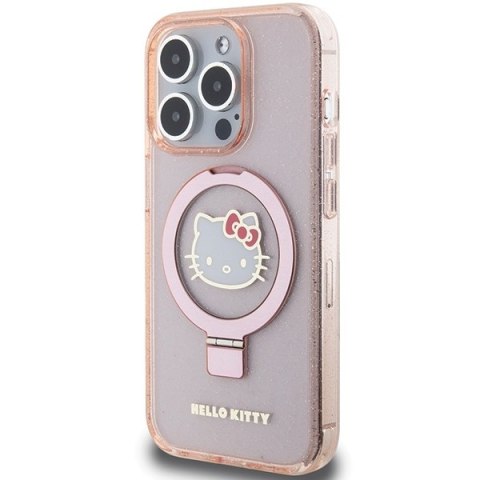 Hello Kitty HKHMP15LHRSGEP iPhone 15 Pro6.1" różowy/pink hardcase Ring Stand Glitter Electrop Logo MagSafe