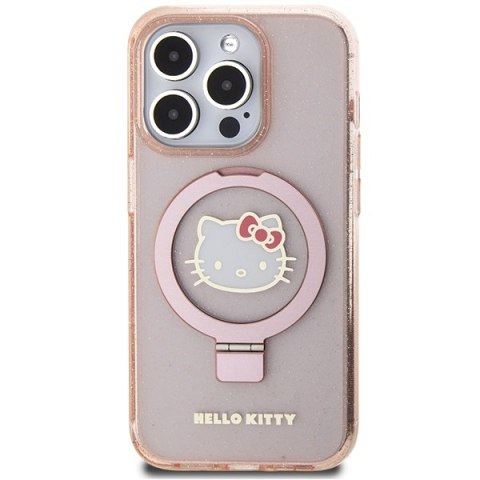 Hello Kitty HKHMP15LHRSGEP iPhone 15 Pro6.1" różowy/pink hardcase Ring Stand Glitter Electrop Logo MagSafe