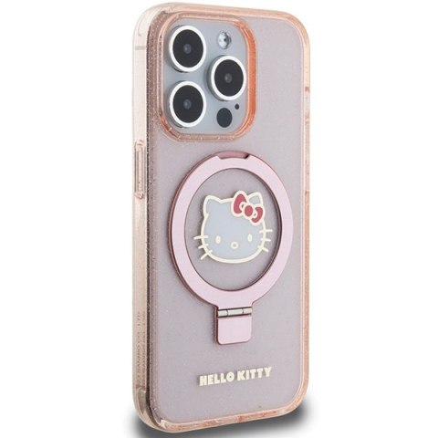 Hello Kitty HKHMP15LHRSGEP iPhone 15 Pro6.1" różowy/pink hardcase Ring Stand Glitter Electrop Logo MagSafe