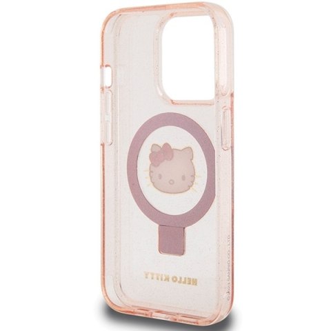Hello Kitty HKHMP15LHRSGEP iPhone 15 Pro6.1" różowy/pink hardcase Ring Stand Glitter Electrop Logo MagSafe