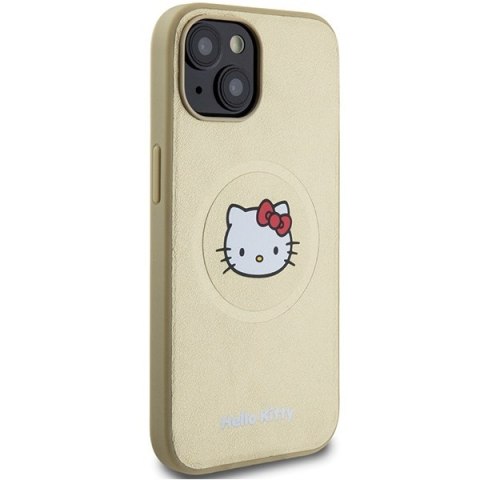 Hello Kitty HKHMP15SPGHCKD iPhone 15 / 14 / 13 6.1" złoty/gold hardcase Leather Kitty Head MagSafe