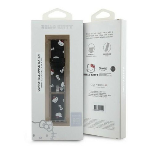 Hello Kitty Pasek HKAWMPSAPSK Apple Watch 38/40/41mm czarny/black strap Heads & Bows Pattern