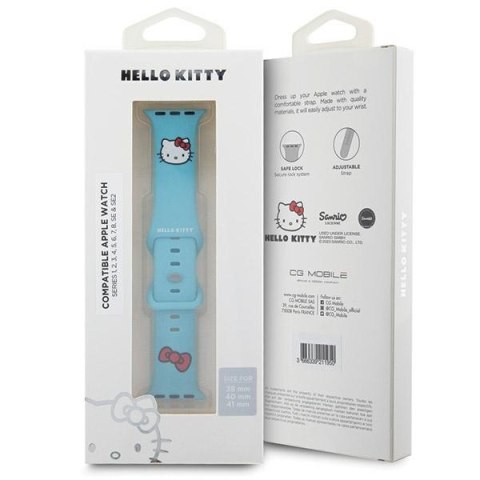 Hello Kitty Pasek HKAWMSCHBLB Apple Watch 38/40/41mm niebieski/blue strap Silicone Kitty Head