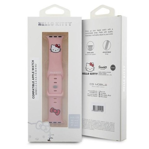 Hello Kitty Pasek HKAWMSCHBLP Apple Watch 38/40/41mm różowy/pink strap Silicone Kitty Head