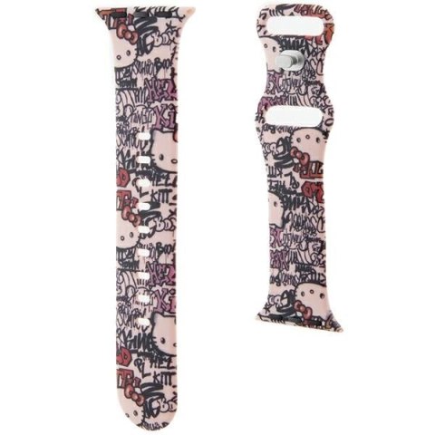Hello Kitty Pasek HKAWMSDGPTP Apple Watch 38/40/41mm różowy/pink strap Silicone Tags Graffiti