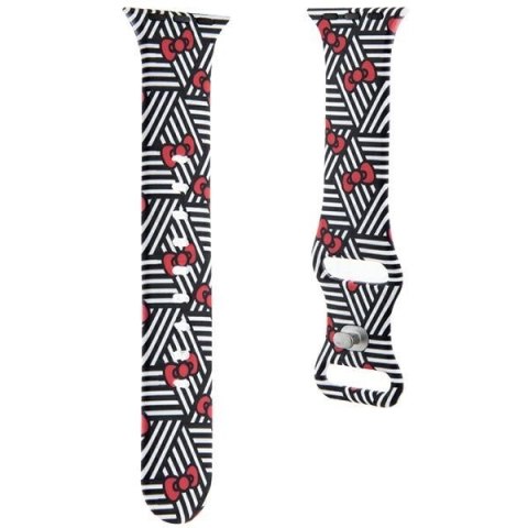 Hello Kitty Pasek HKAWMSDIEZK Apple Watch 38/40/41mm czarny/black strap Silicone Bows & Stripes