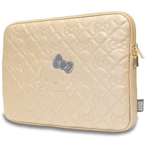 Hello Kitty Sleeve HKCSZPEKHBPD 14"złoty/gold Zip PU Quilted Bows