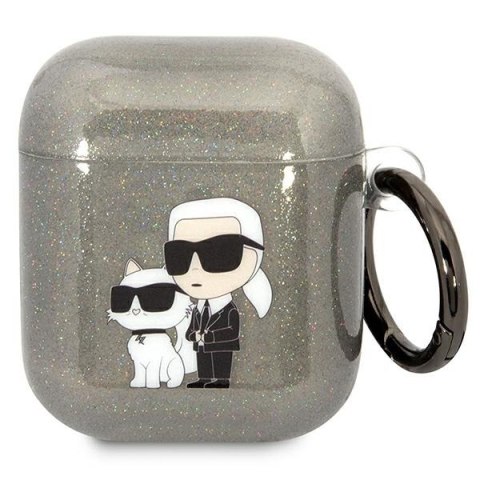 Karl Lagerfeld KLA2HNKCTGK Airpods 1/2cover czarny/black Glitter Karl&Choupette