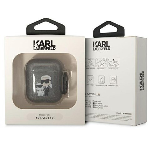 Karl Lagerfeld KLA2HNKCTGK Airpods 1/2cover czarny/black Glitter Karl&Choupette
