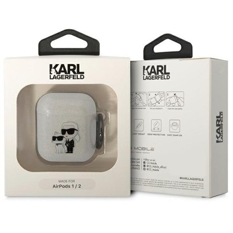 Karl Lagerfeld KLA2HNKCTGT Airpods 1/2cover transparent Glitter Karl&Choupette