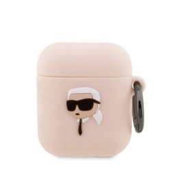 Karl Lagerfeld KLA2RUNIKP AirPods 1/2 cover różowy/pink Silicone Karl Head 3D