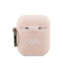 Karl Lagerfeld KLA2RUNIKP AirPods 1/2 cover różowy/pink Silicone Karl Head 3D