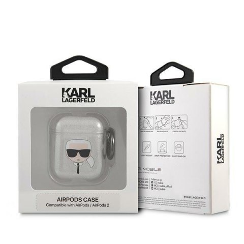 Karl Lagerfeld KLA2UKHGS AirPods 1/2cover srebrny/silver Glitter Karl`s Head