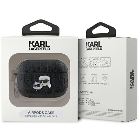 Karl Lagerfeld KLAP2PGKCPK AirPods Pro2 (2022/2023) cover czarny/black Monogram Karl & Choupette Head