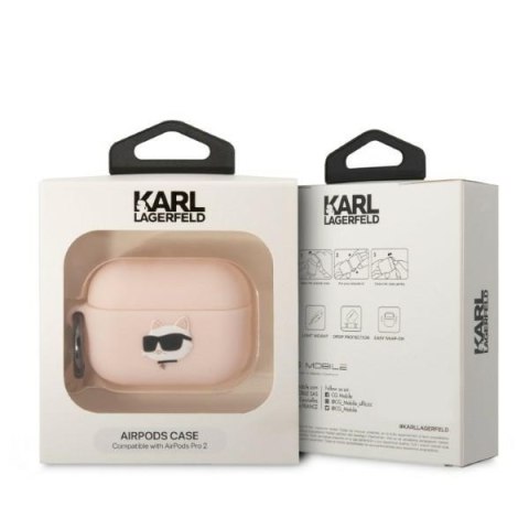Karl Lagerfeld KLAP2RUNCHP AirPods Pro 2 (2022/2023) cover różowy/pink Silicone Choupette Head 3D