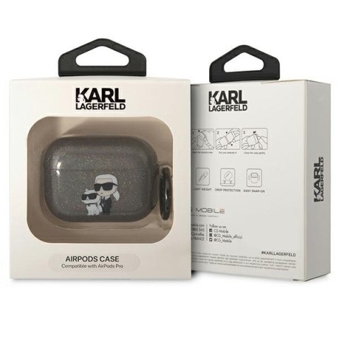 Karl Lagerfeld KLAPHNKCTGK Airpods Procover czarny/black Glitter Karl&Choupette