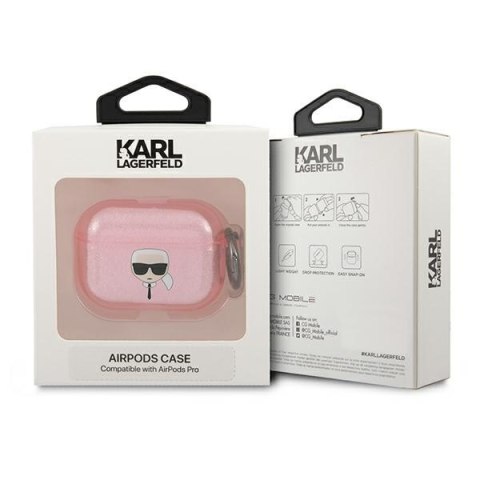 Karl Lagerfeld KLAPUKHGP AirPods Procover różowy/pink Glitter Karl`s Head