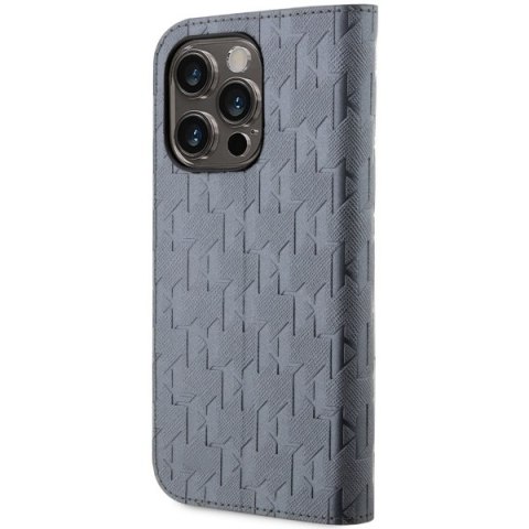 Karl Lagerfeld KLBKP14XSAKLHPG iPhone 14Pro Max 6.7" bookcase srebrny/silver Saffiano Monogram