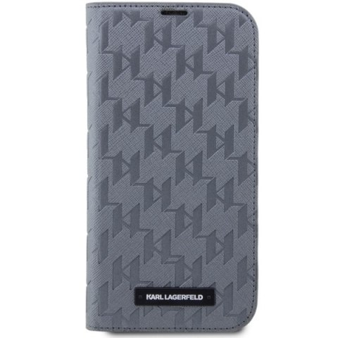 Karl Lagerfeld KLBKP14XSAKLHPG iPhone 14Pro Max 6.7" bookcase srebrny/silver Saffiano Monogram