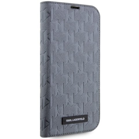 Karl Lagerfeld KLBKP14XSAKLHPG iPhone 14Pro Max 6.7" bookcase srebrny/silver Saffiano Monogram