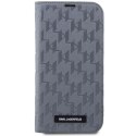 Karl Lagerfeld KLBKP14LSAKLHPG iPhone 14 Pro 6.1" bookcase srebrny/silver Saffiano Monogram