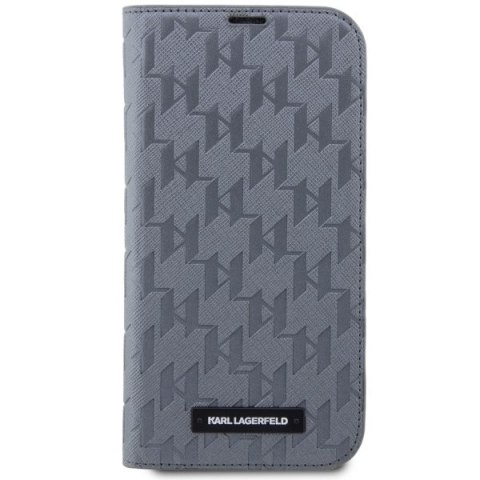 Karl Lagerfeld KLBKP14LSAKLHPG iPhone 14 Pro 6.1" bookcase srebrny/silver Saffiano Monogram